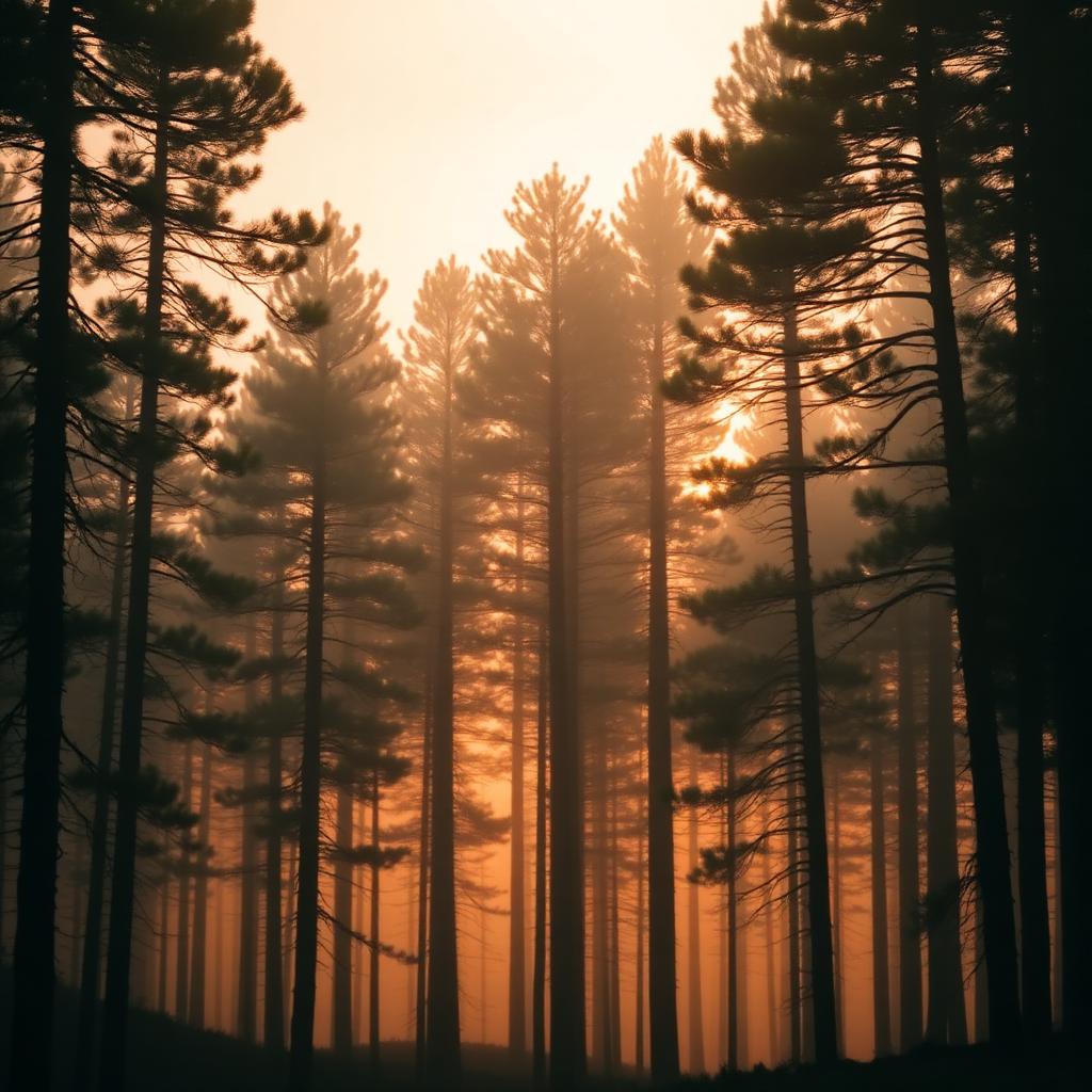 Bosque de pinos en la Sierra Tarahumara al amanecer